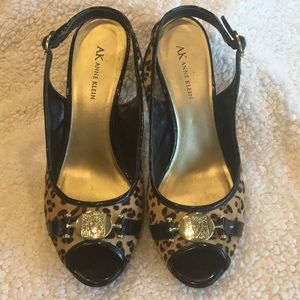 Anne Klein peep toe sling back animal print pump